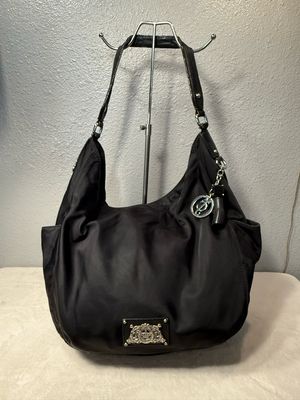 Juicy Couture vintage black nylon and leather hobo bag