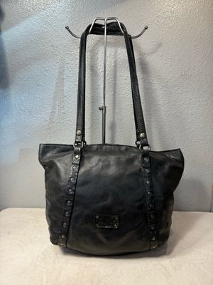 Patricia Nash Black Leather Studded Tote