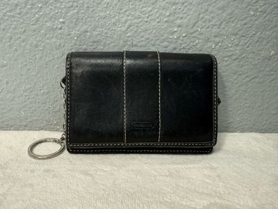 Coach Vintage Black-Brown Leather Key Card Wallet