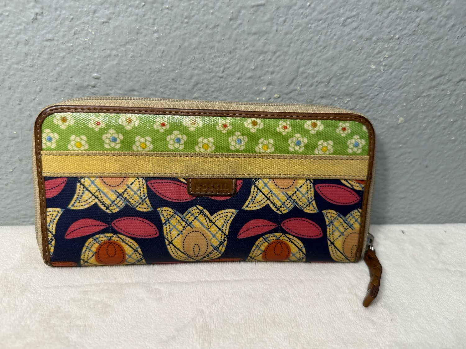 Fossil, Vintage Coated Canvas And Leather, Tulip Wallet