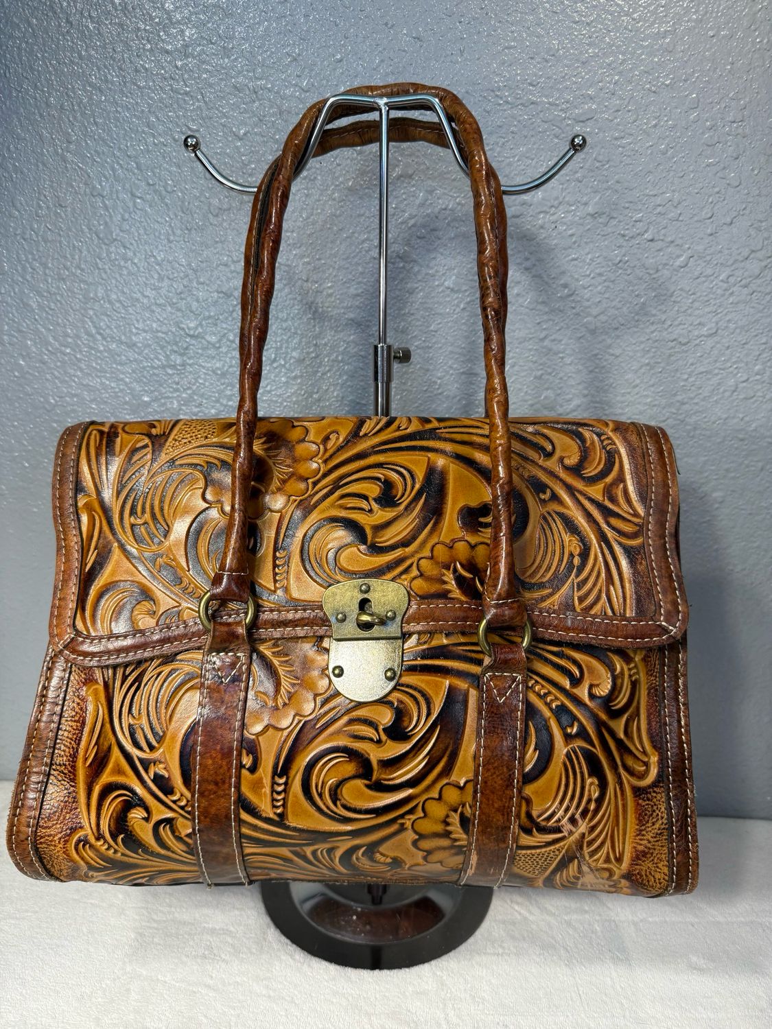 Patricia Nash Brown Leather Embossed Bag LIKE NEW!