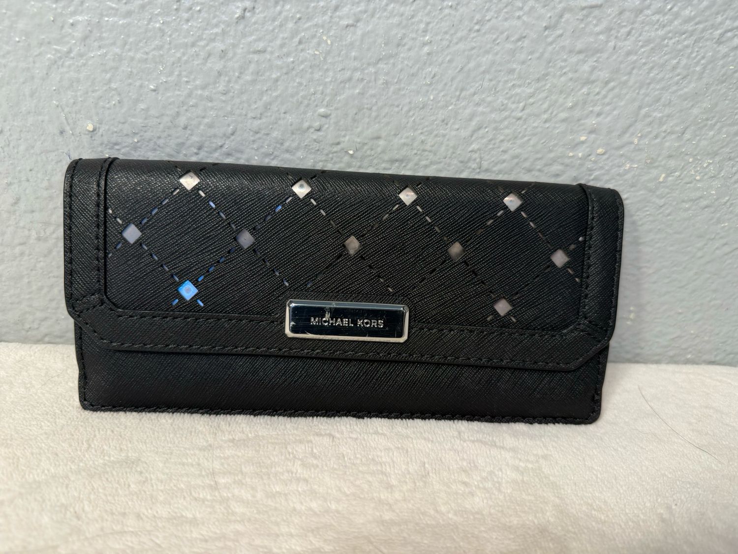 Michael Kors, Black Sevillano, Leather Laser Cut Slim Wallet