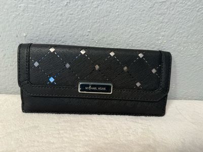 Michael Kors, Black Sevillano, Leather Laser Cut Slim Wallet
