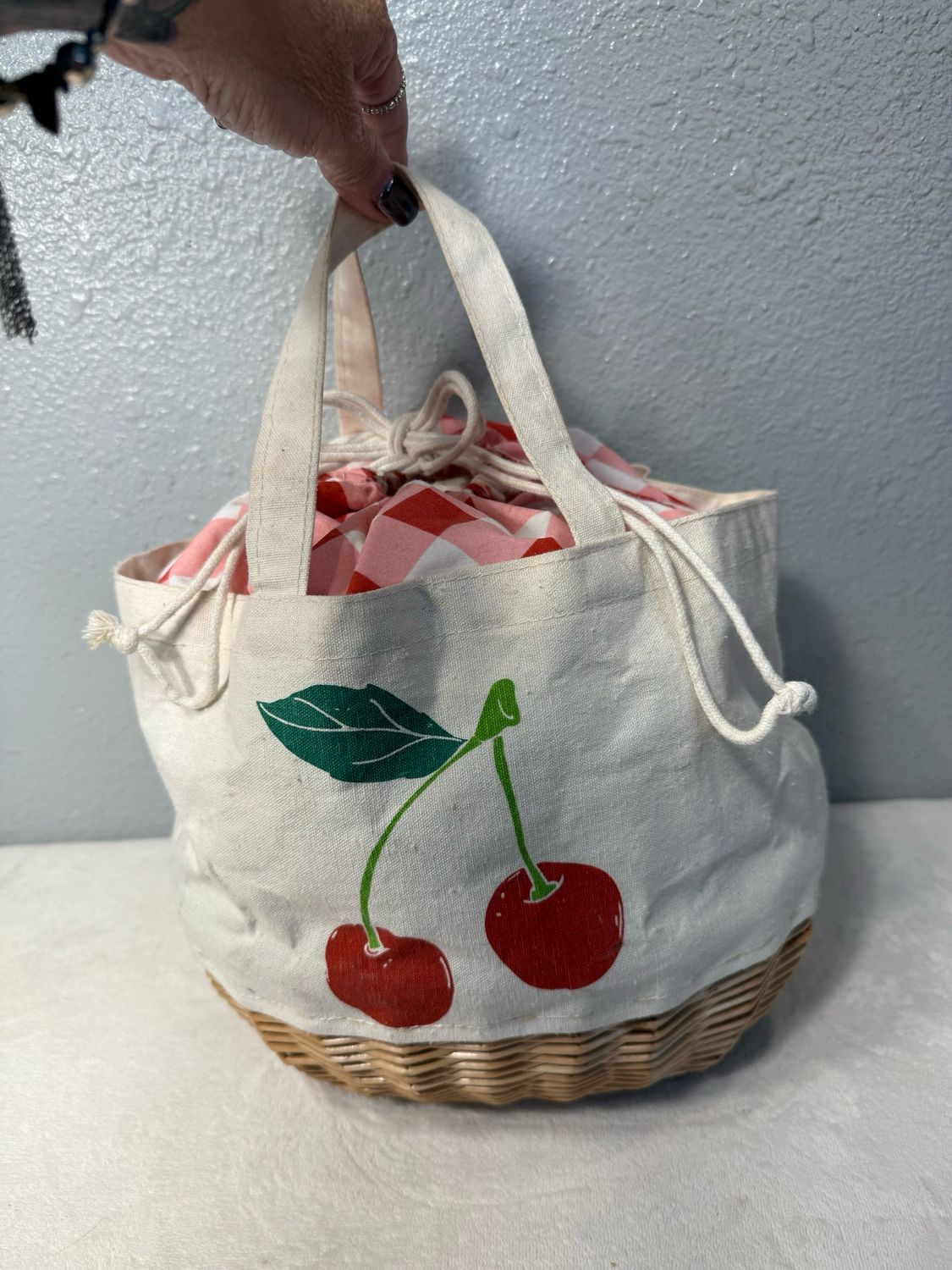One Of A Kind, Cherry And Wicker Handbag