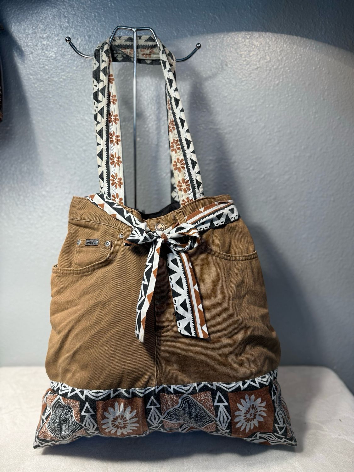 Lee Vintage Brown Denim One Of A Kind Tote