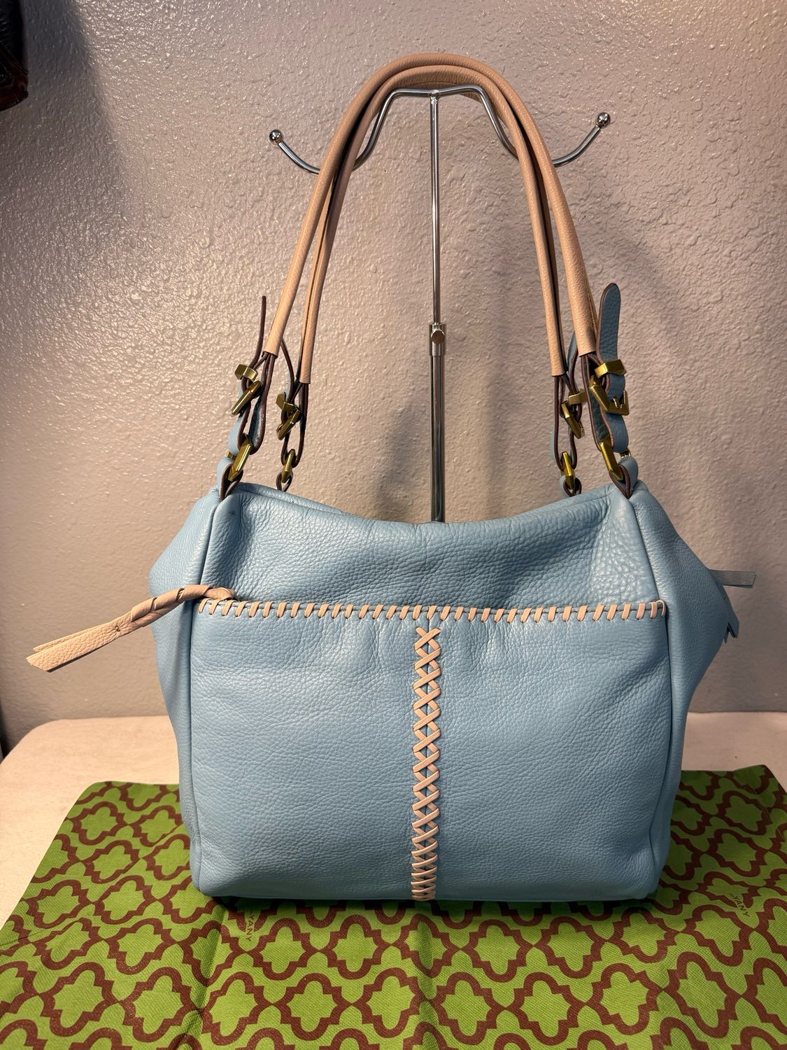 Oryany Baby Blue Leather Multi Pocket Shoulder Bag NWOT!