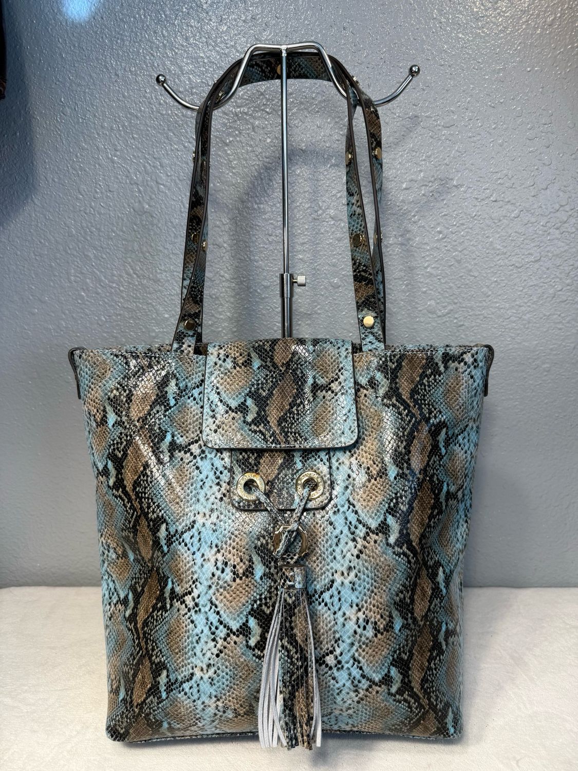 Aimee Kestenberg Turquoise And Brown Leather Tote NWOT!