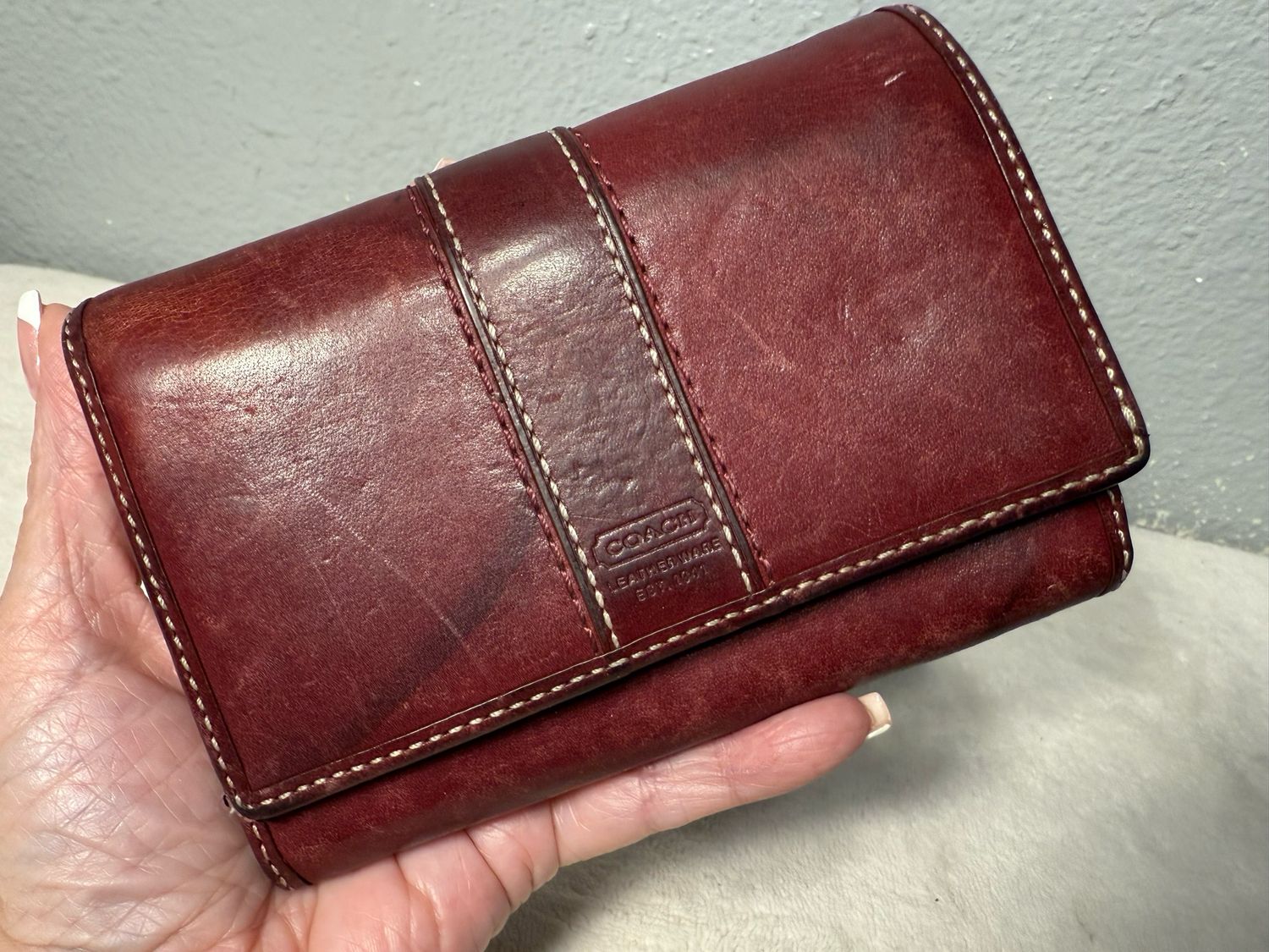 Coach Vintage Burgundy And Mauve Leather Wallet