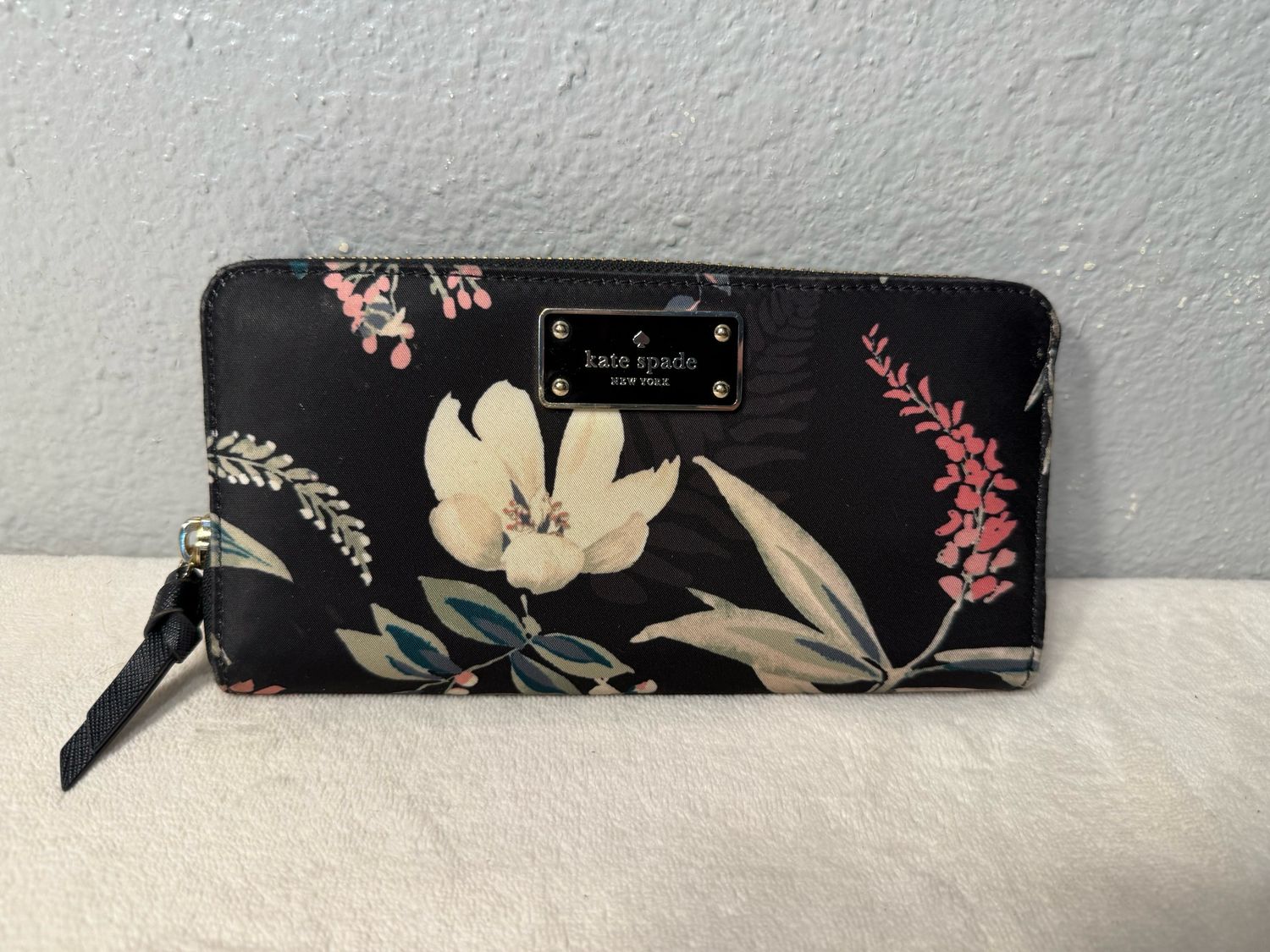 Kate Spade Nylon Floral And Leather Wallet