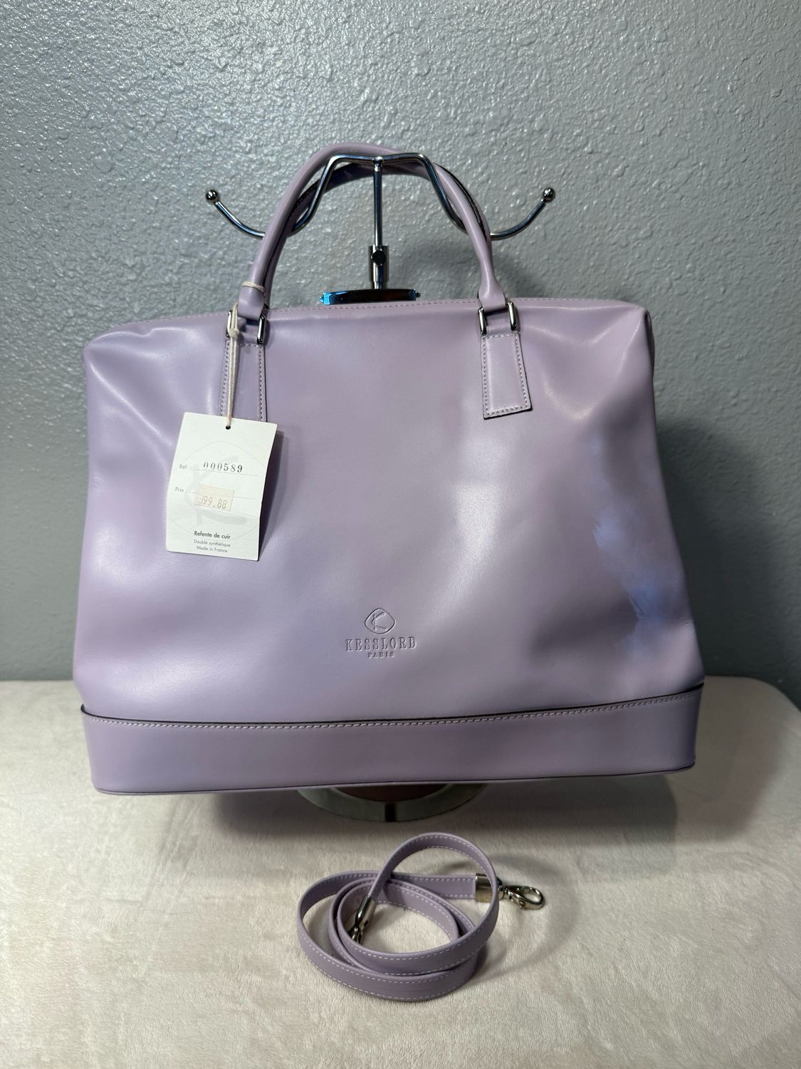 Kesslord Paris Lavender Leather Framed Satchel NWT! Retail: $399!