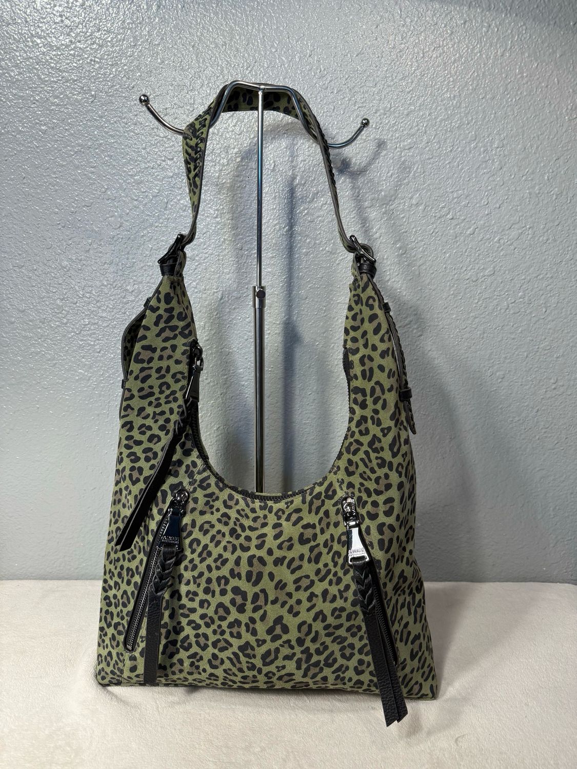 Aimee Kestenberg Green Cheetah Leather Hobo NWOT!