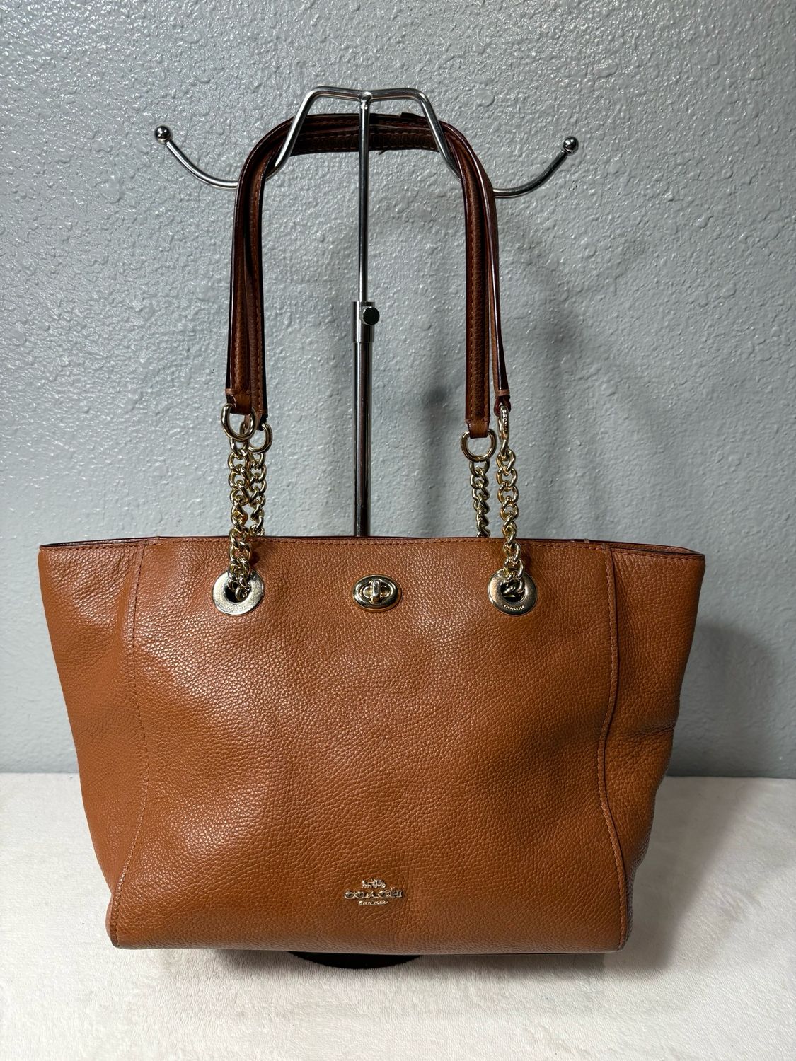 Coach Brown Leather Twist lock Tote