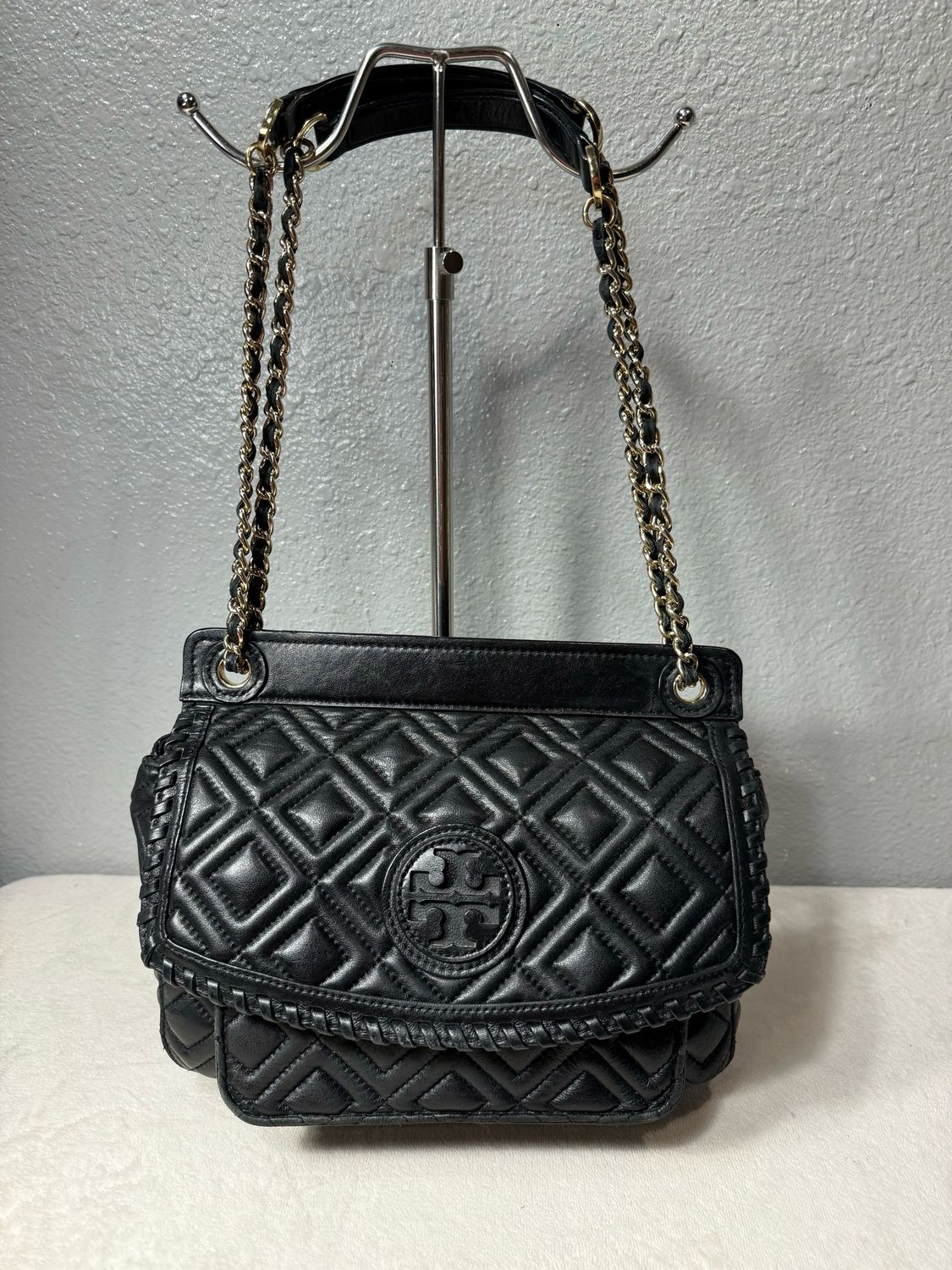 Tory Burch, Black Quilted Leather Crossbody Or Shoulder Bag