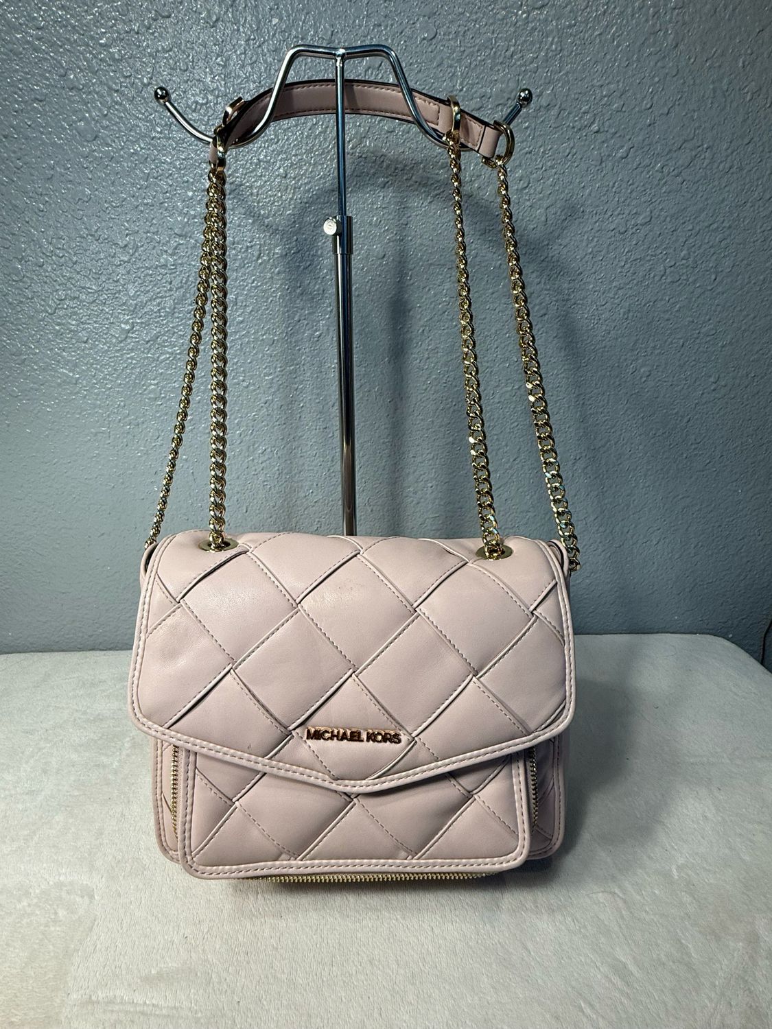 Michael Kors Pink Woven Leather Regina Crossbody Retail Over $300! NWOT!