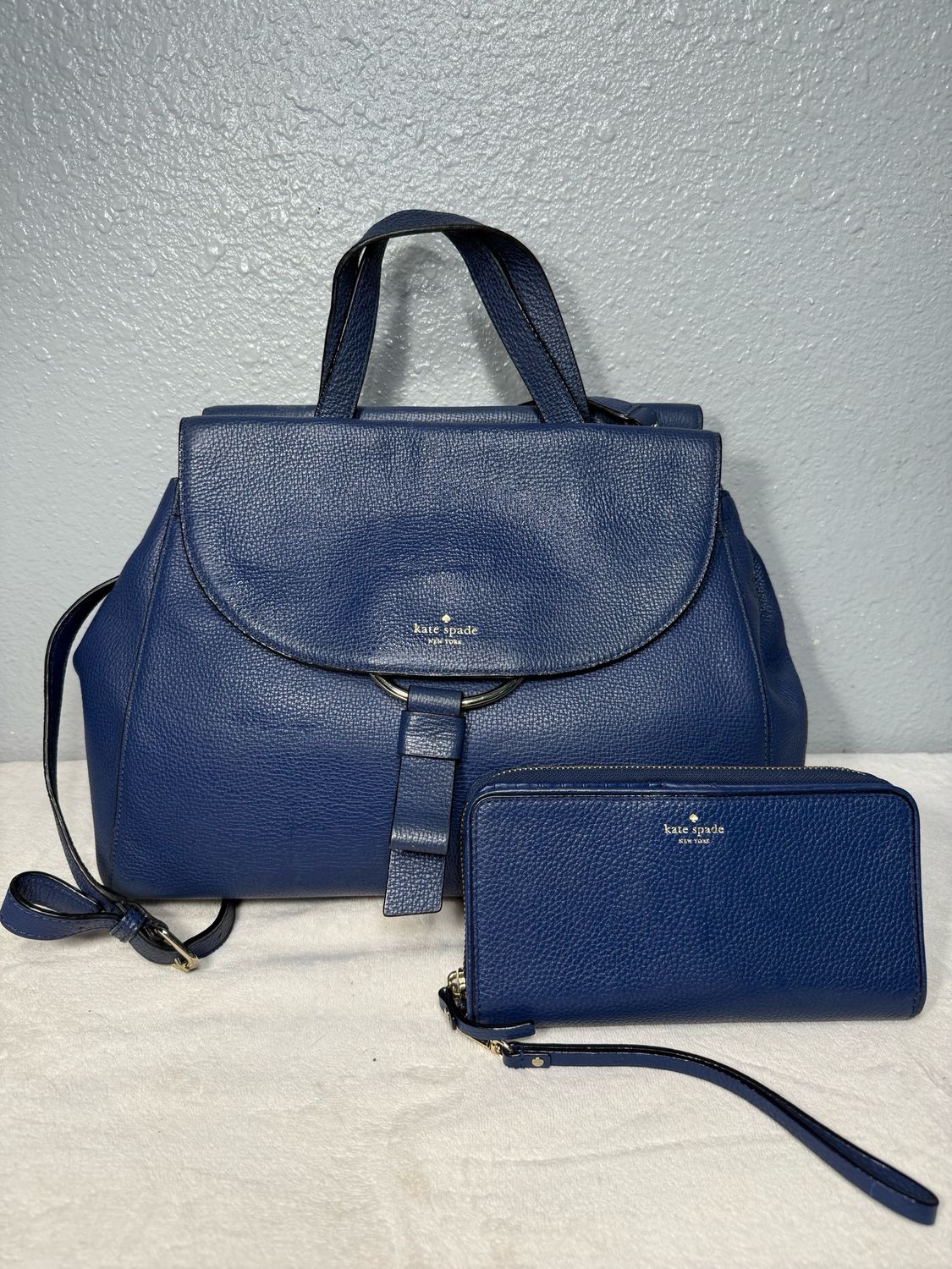 Kate Spade Jasper, Blue Leather Satchel (Purse, And Wallet Sold Separately)
