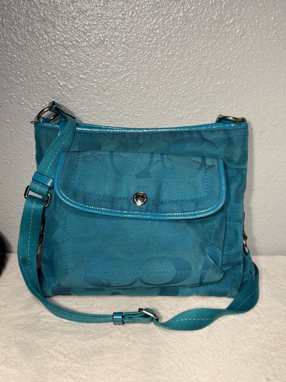 Coach Turquoise Signature Canvas Crossbody