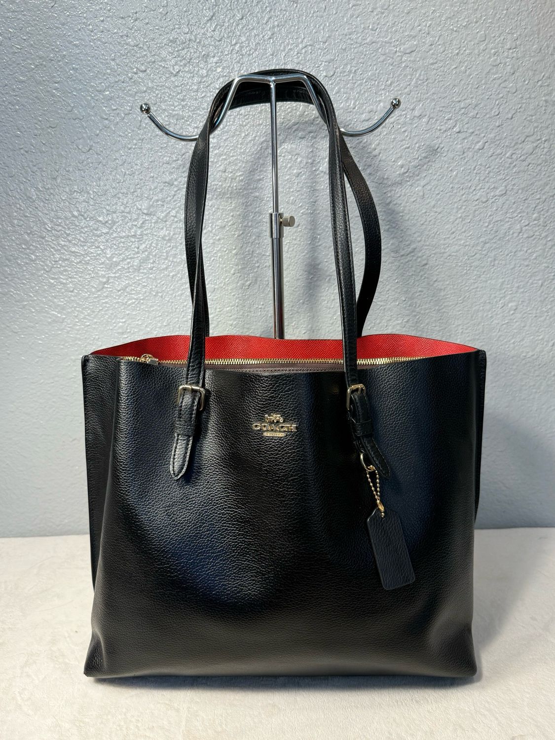 Coach Black Leather Tote Like New!
