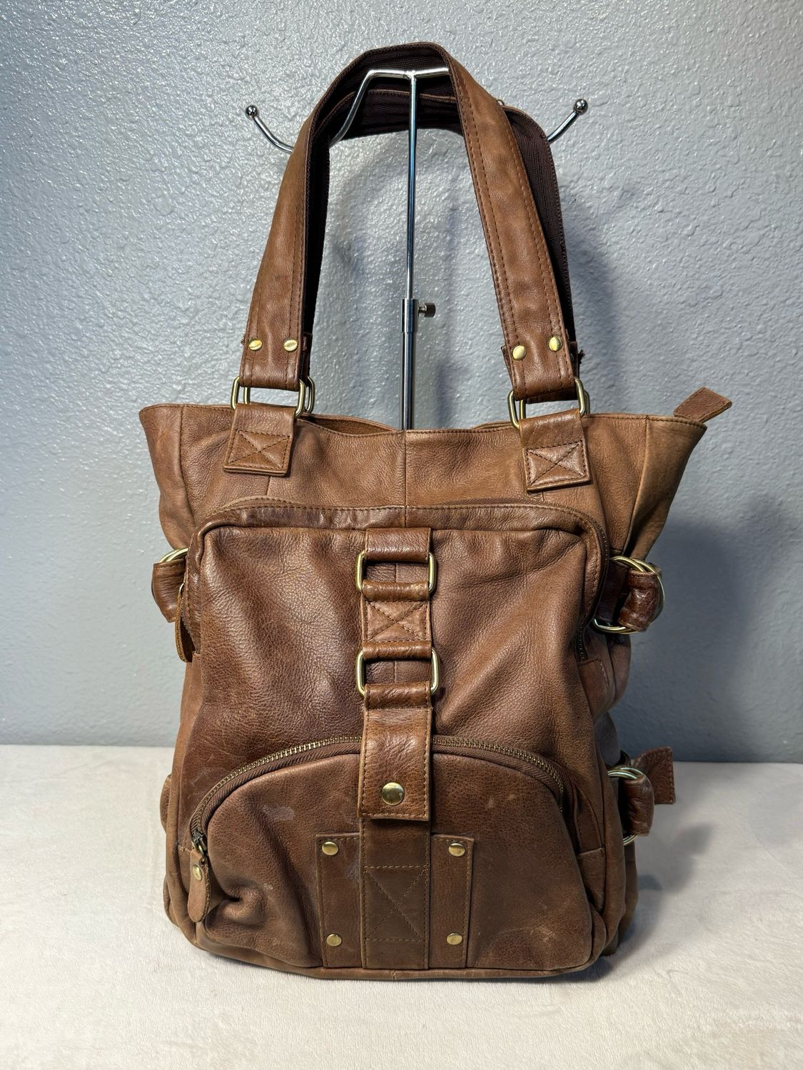 Anthropology De. De.  Brown Distressed Leather Tote