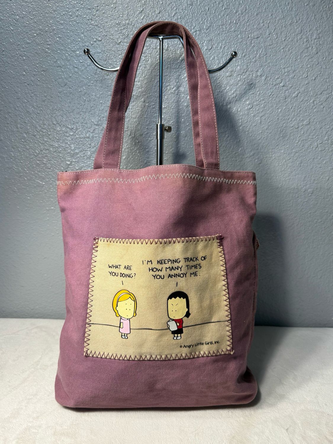 Angry Little Girls By Leio Lee Lavender Denim Tote