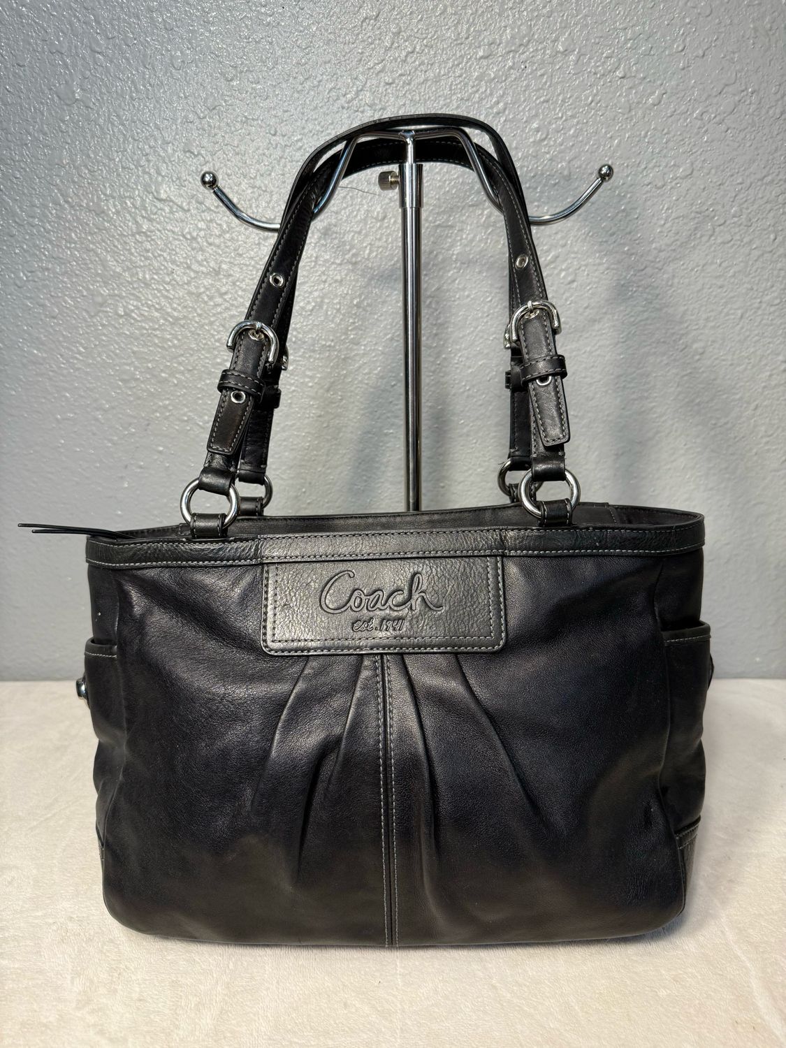 Coach Vintage Black Leather Gallery Tote