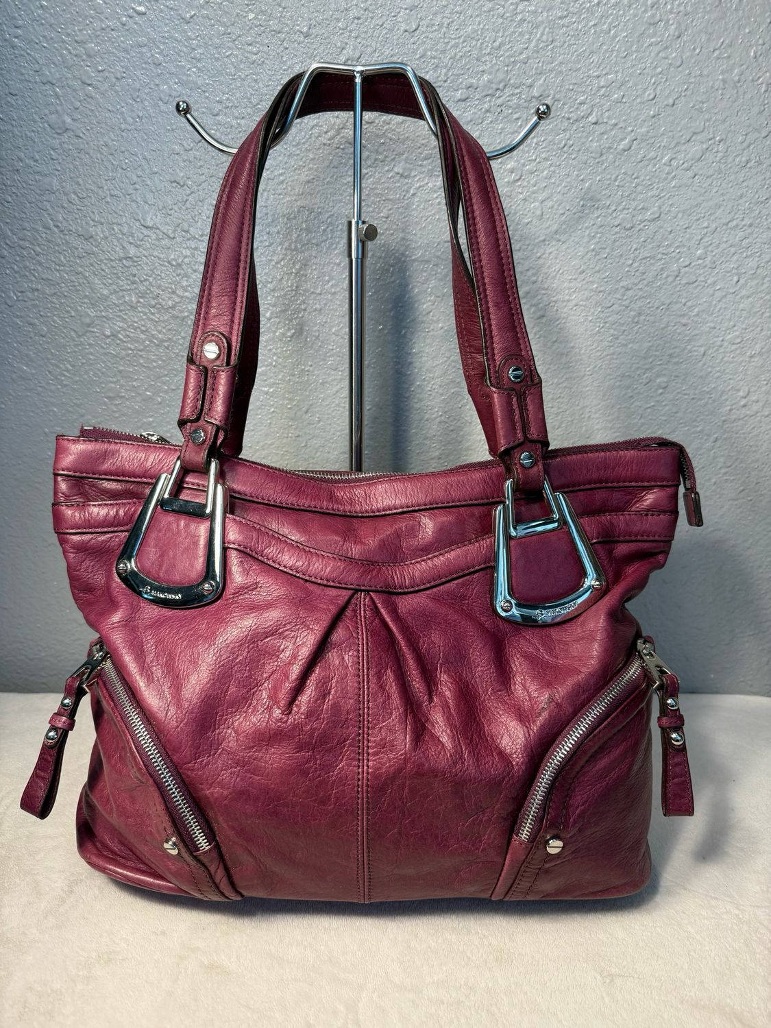 B Makowski Eggplant, Leather Tote