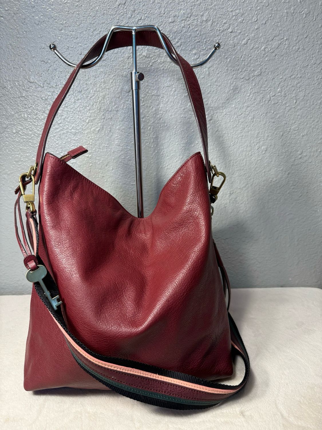 Fossil Burgundy, Leather Hobo/Crossbody Bag