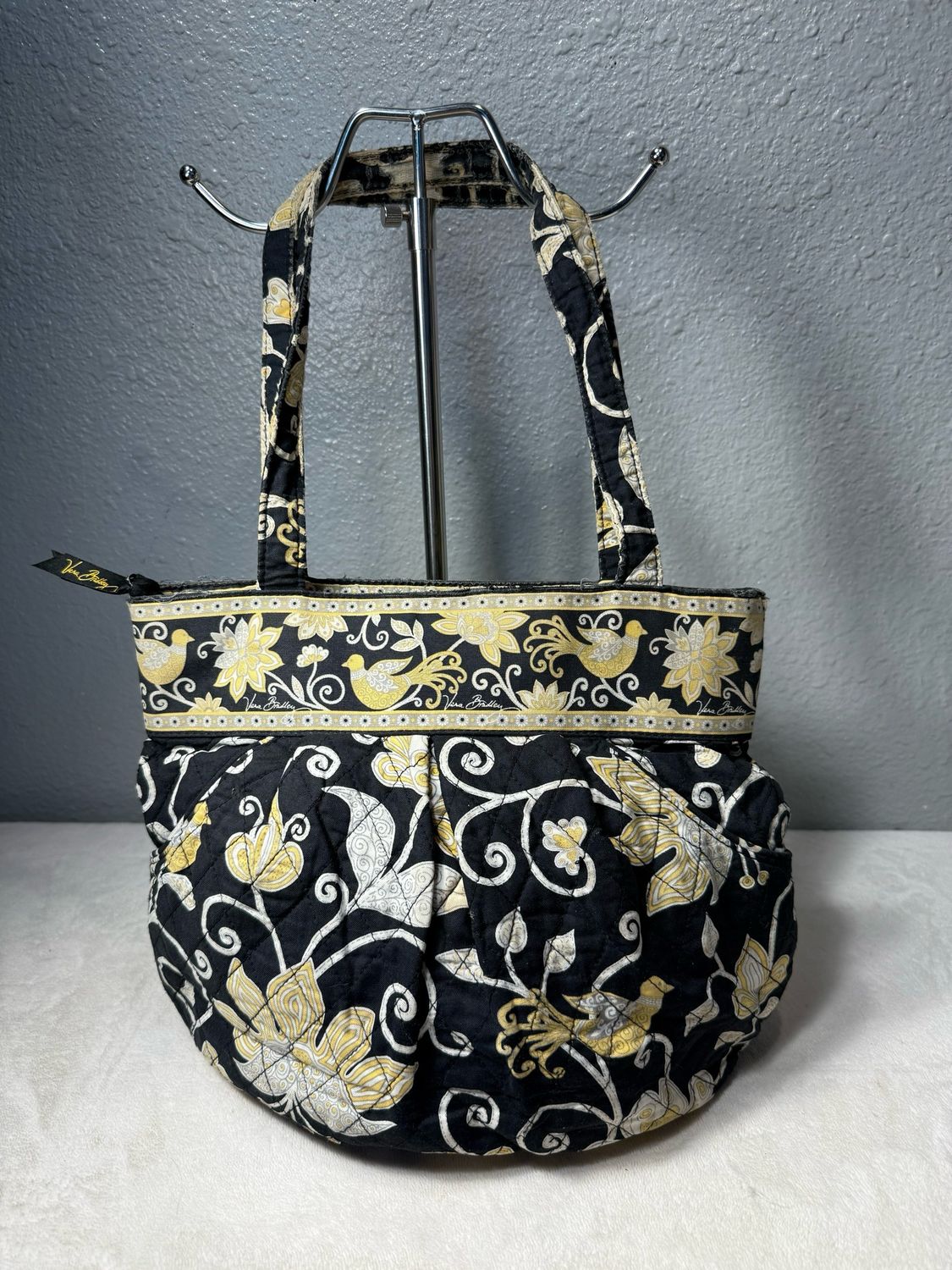 Vera Bradley, Black And Yellow Cotton Vintage Tote