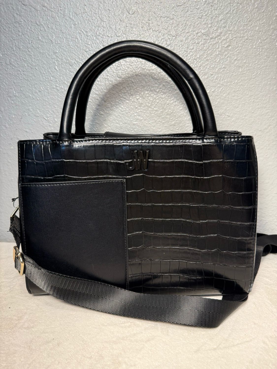 Jason Wu Black Croc Embossed Vegan Leather Satchel NWOT