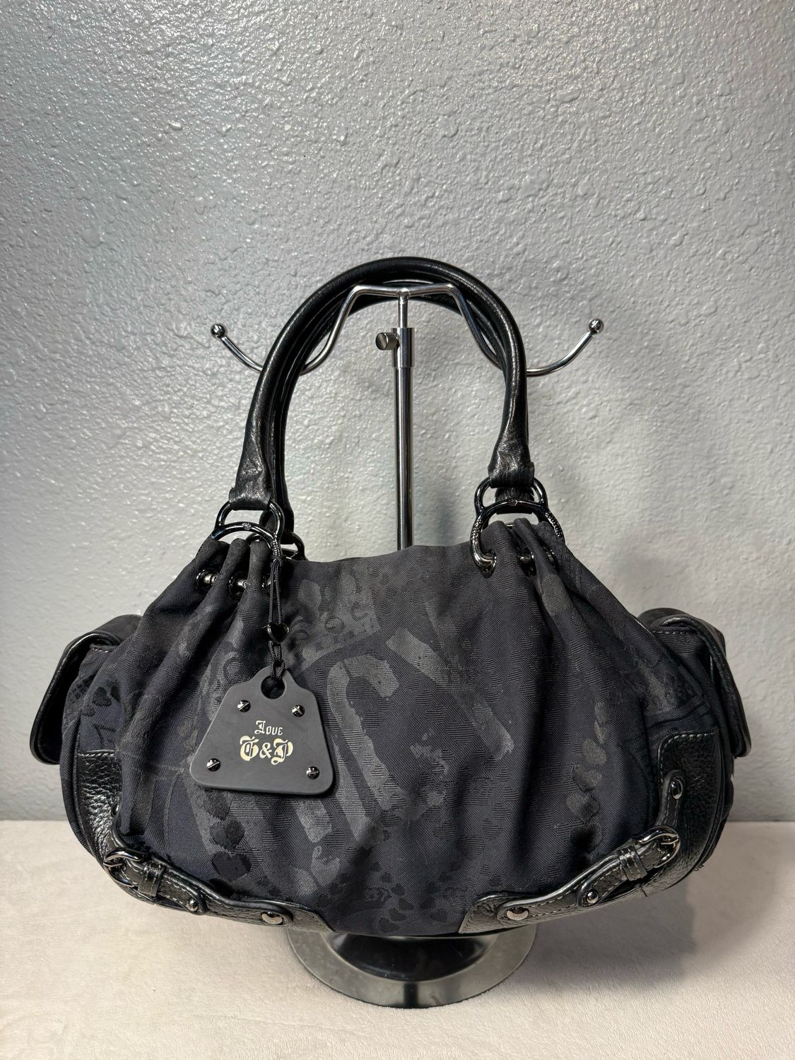 Juicy Couture Vintage Black Jacquard And Leather Shoulder Bag Like New!