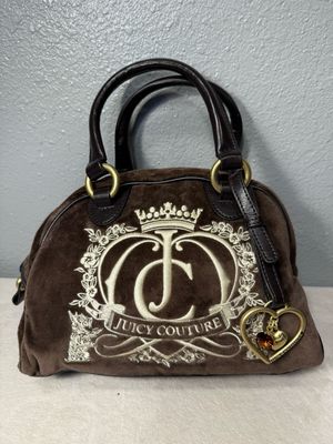 Juicy Couture vintage brown velour and leather handbag like new!