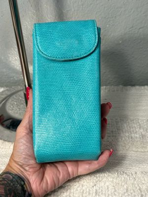 Turquoise, Leather, Double-Sided, Sunglasses Case