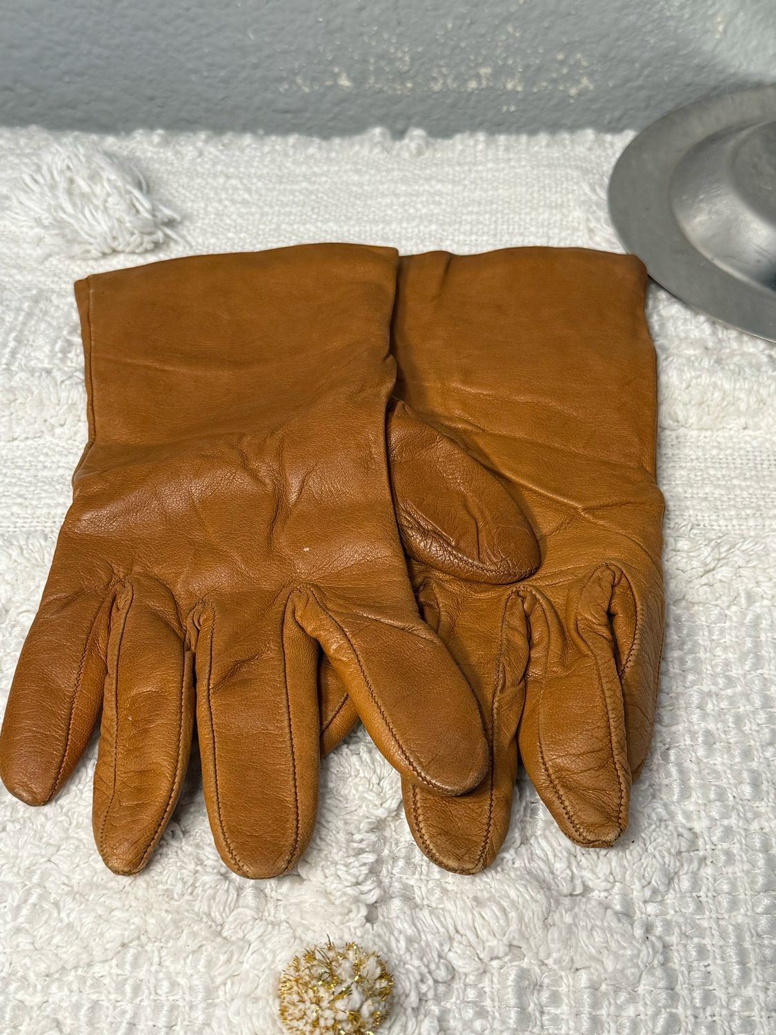 Talbots Made In Italy, Brown Leather And Cashmere Gloves Size 7 1/2