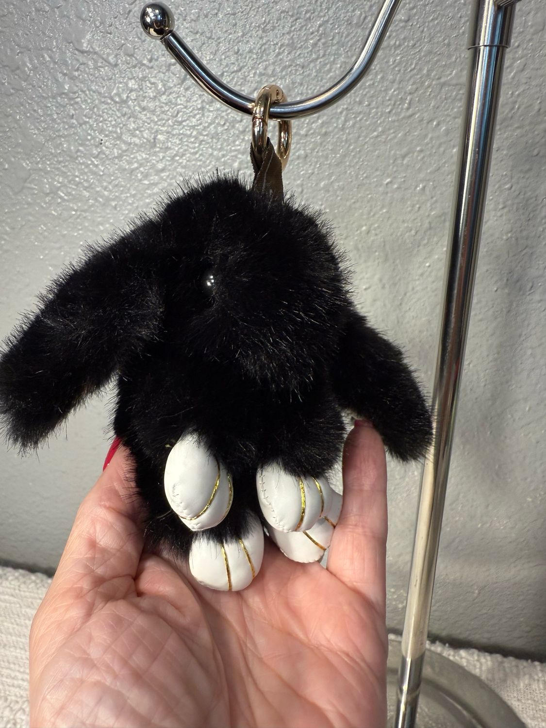Black Faux, Fur Bunny, Charm