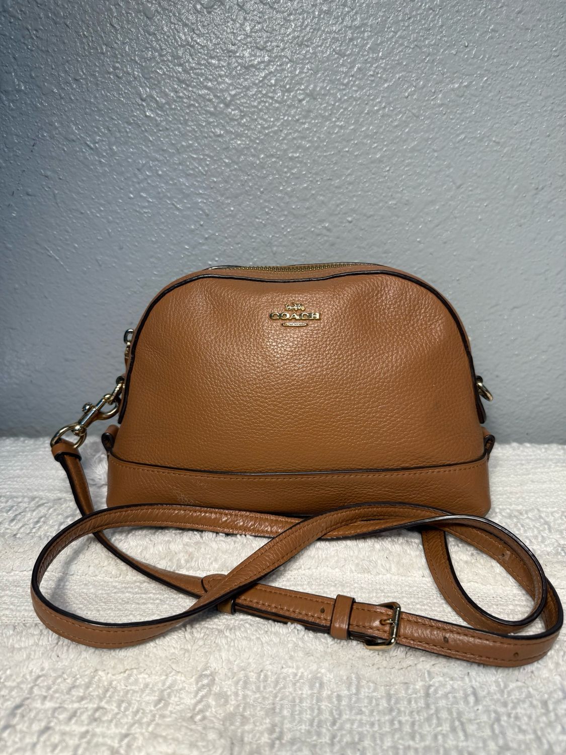 Coach Camel Pebble Leather Crossbody Bag