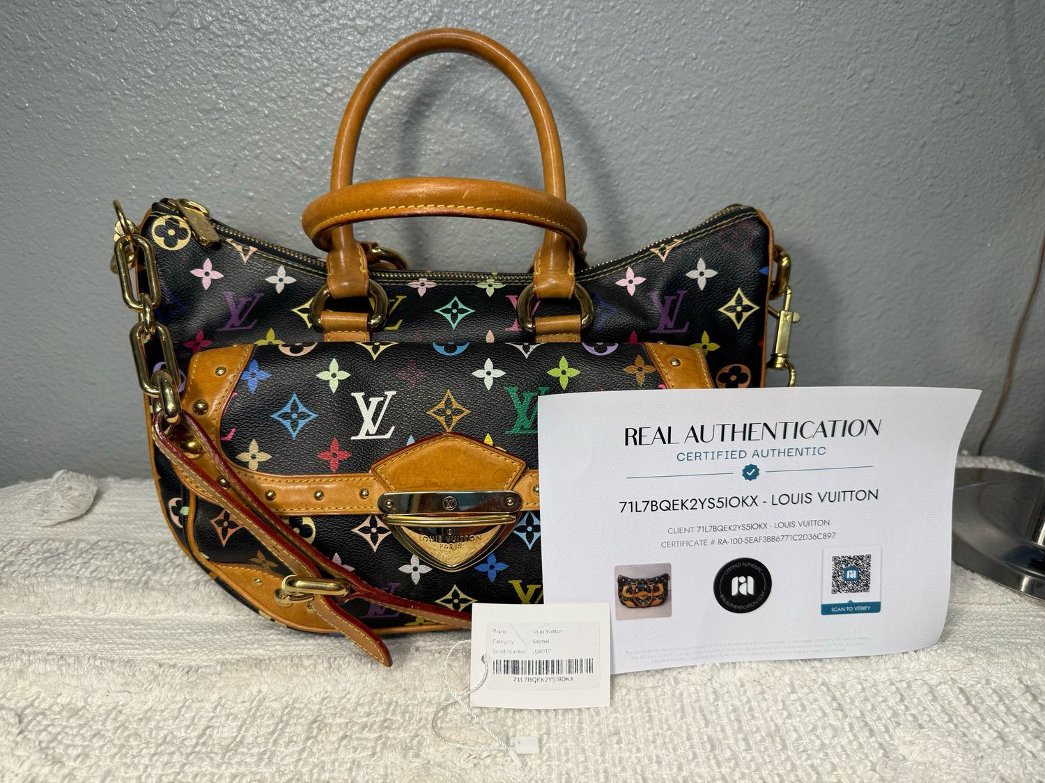 AUTHENTIC Louis Vuitton Black Murakami, Rita Satchel