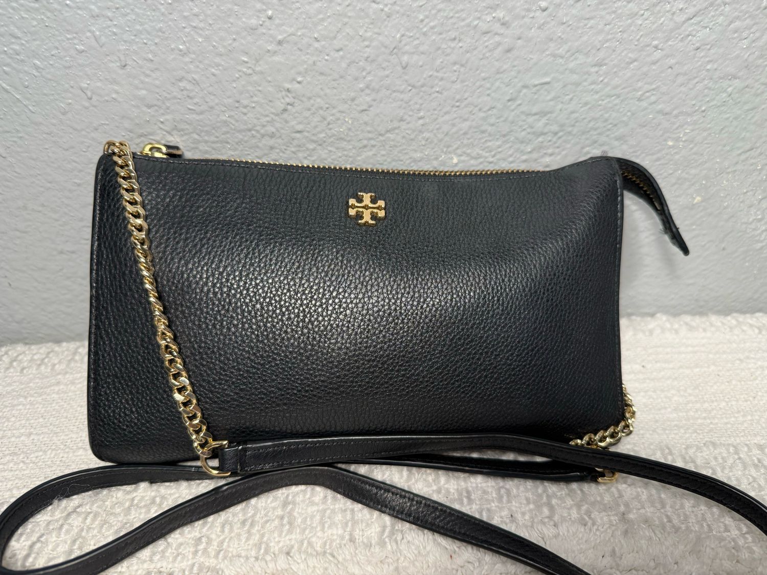 Tory Burch, Black Pebbles, Leather Crossbody With Card Slots