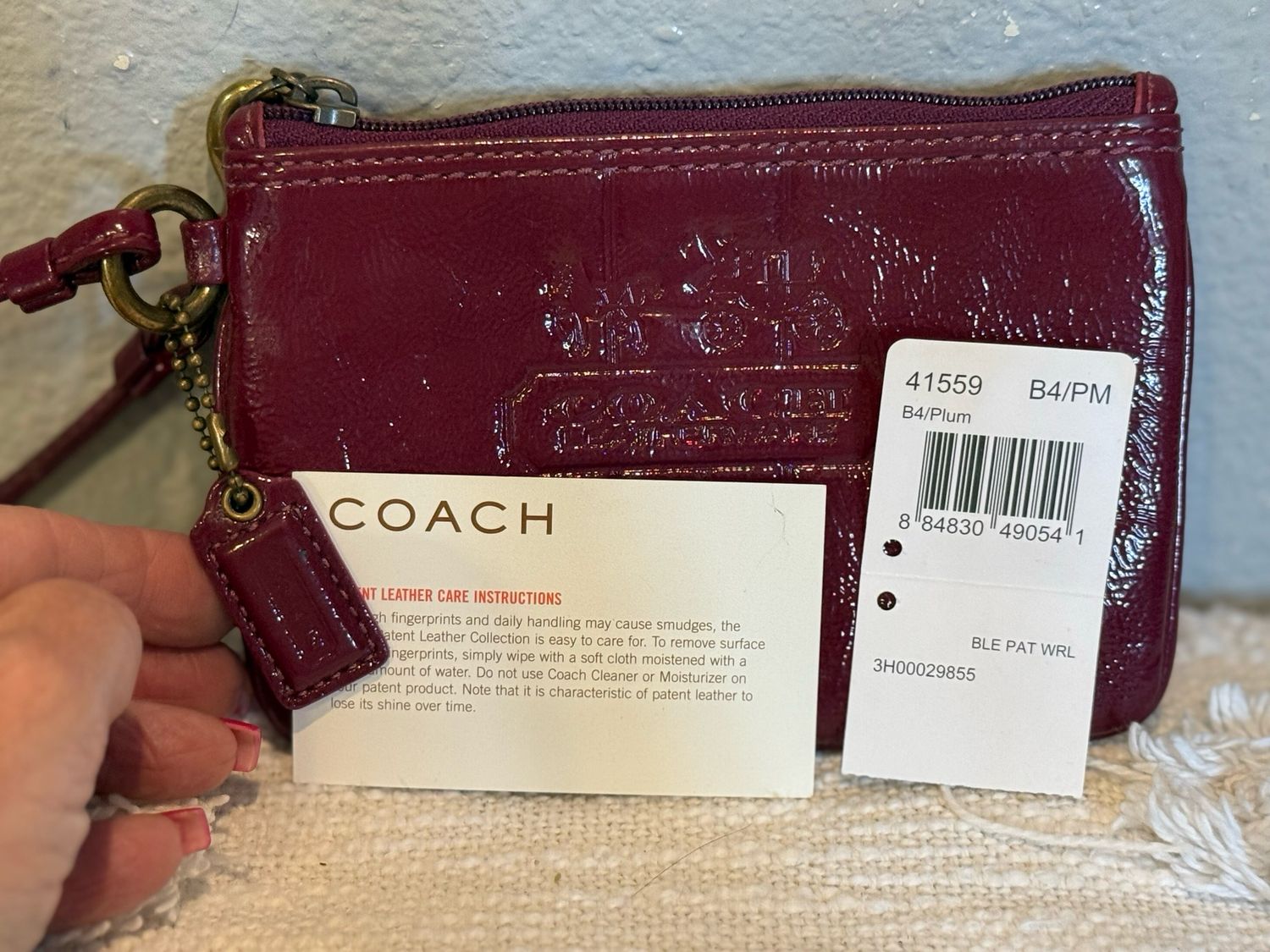 Coach Burgundy Patent Leather Wristlet Wallet NWT!