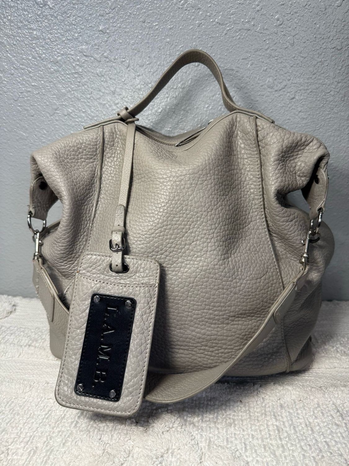 L.A.M.B. Gwen Stefani Gray Pebbled Shoulder Bag