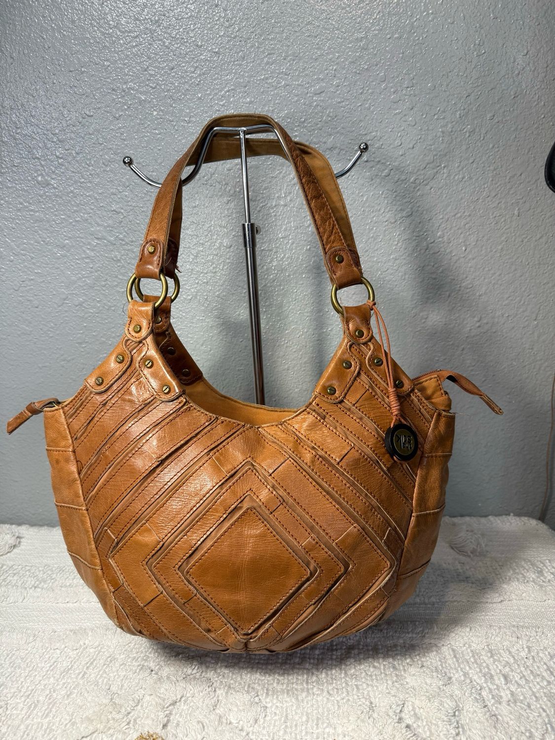 The SAK Brown Leather Patch Shoulder Bag