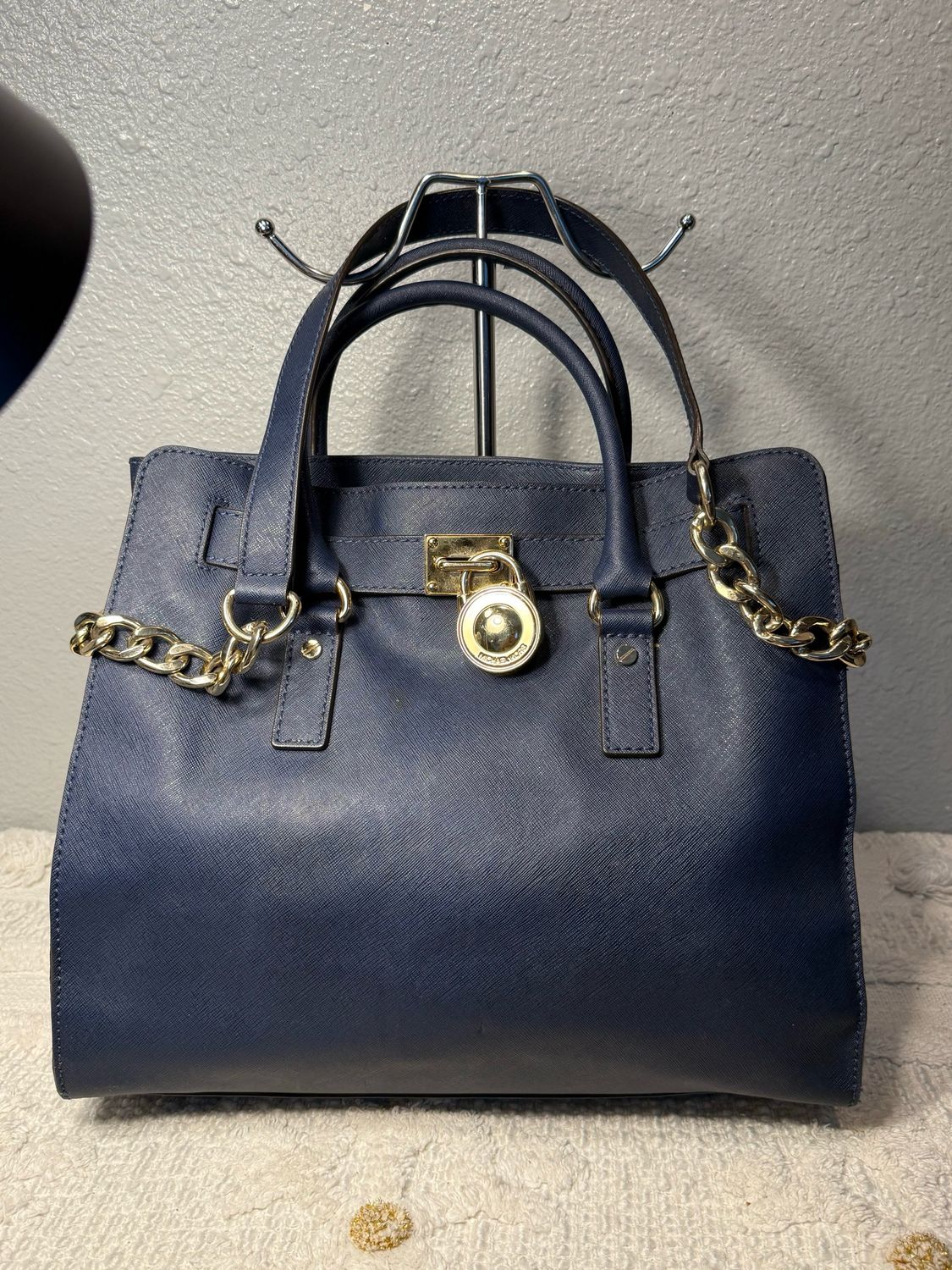 Michael Kors Vintage Navy Blue Saffiano Leather Hamilton