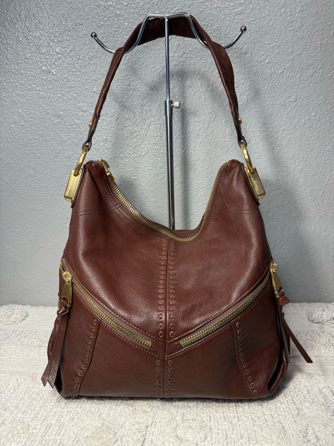B. Makowski Brown Leather Hobo