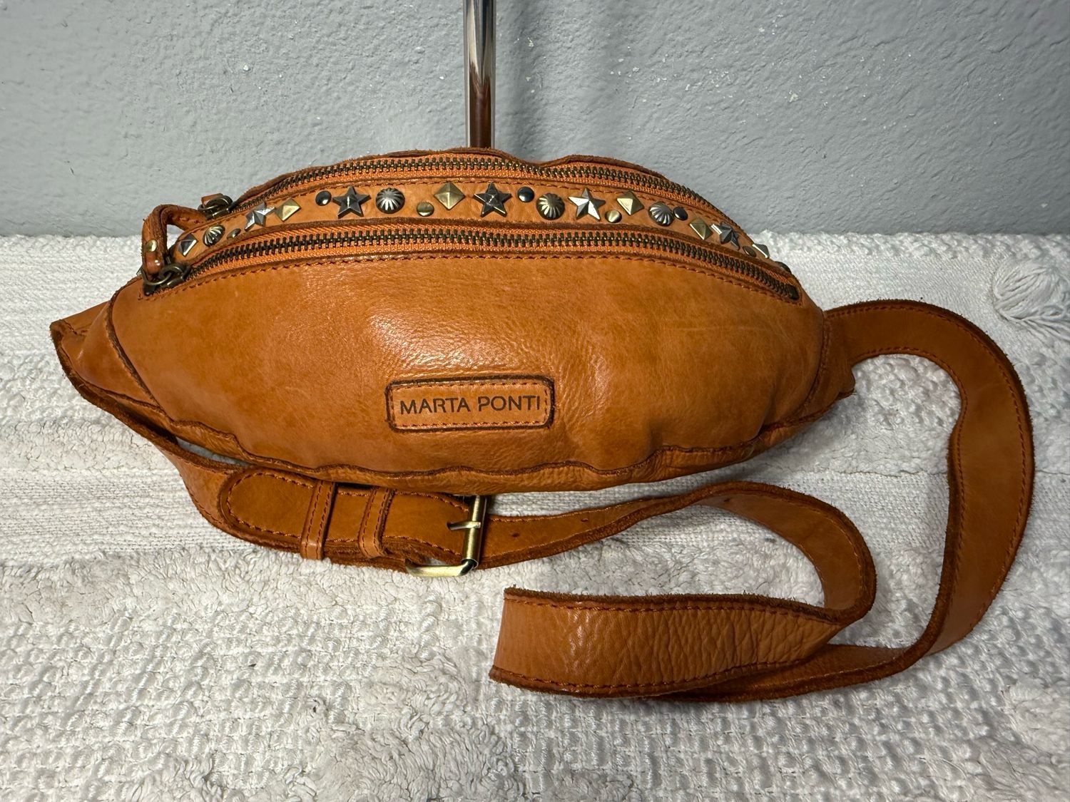 Marta Ponti brown studded, leather belt bag NWOT!