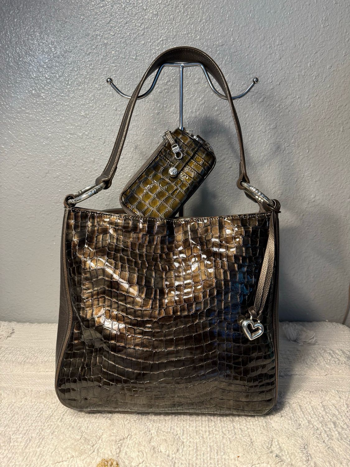 Brighton Greenish Gray Crock Boston Shoulder BagNWOT! (Wallet, Sold Separately) NWOT!