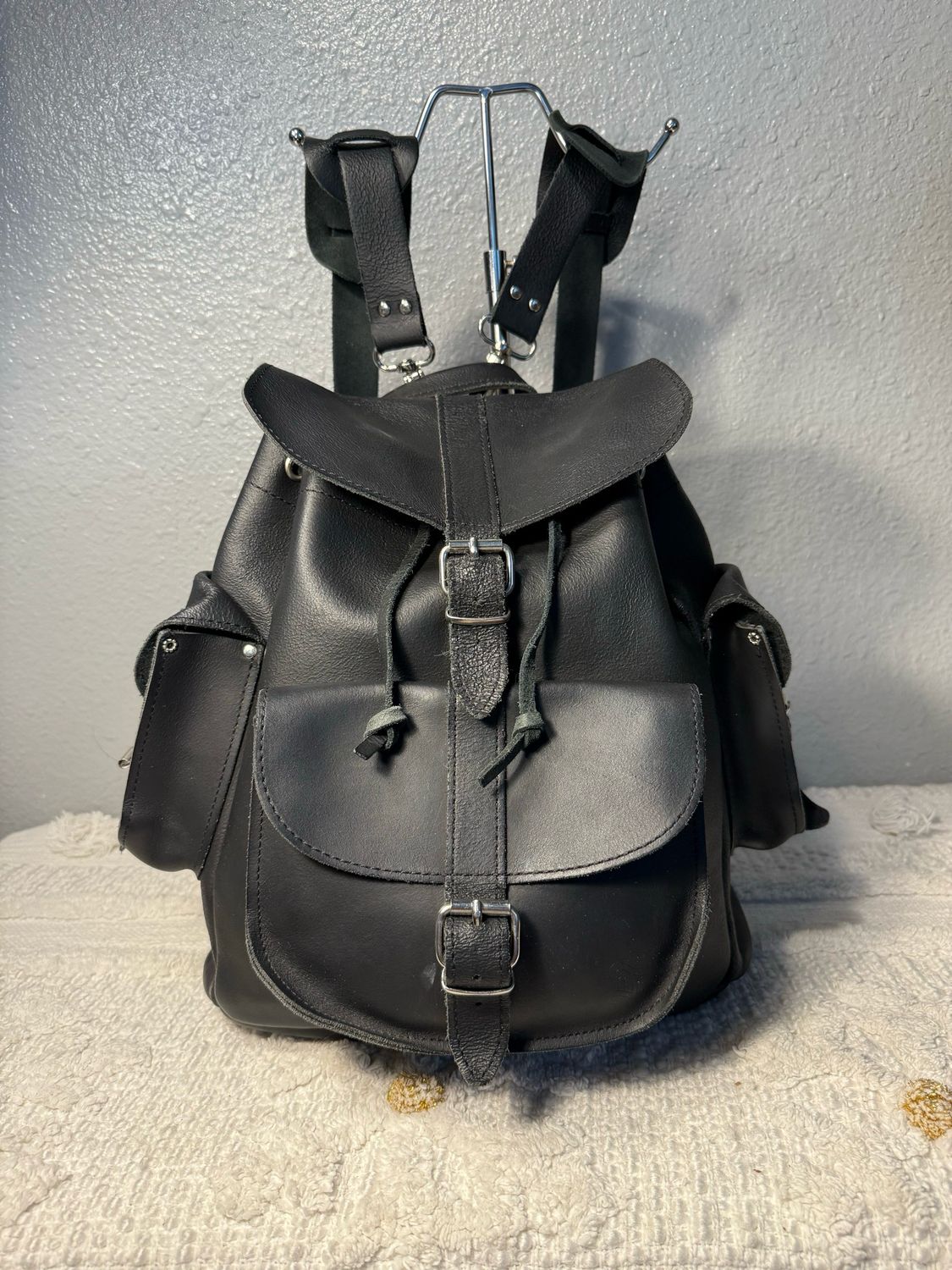 Grafea Made In England Black Leather Backpack Purse LIKE NEW!