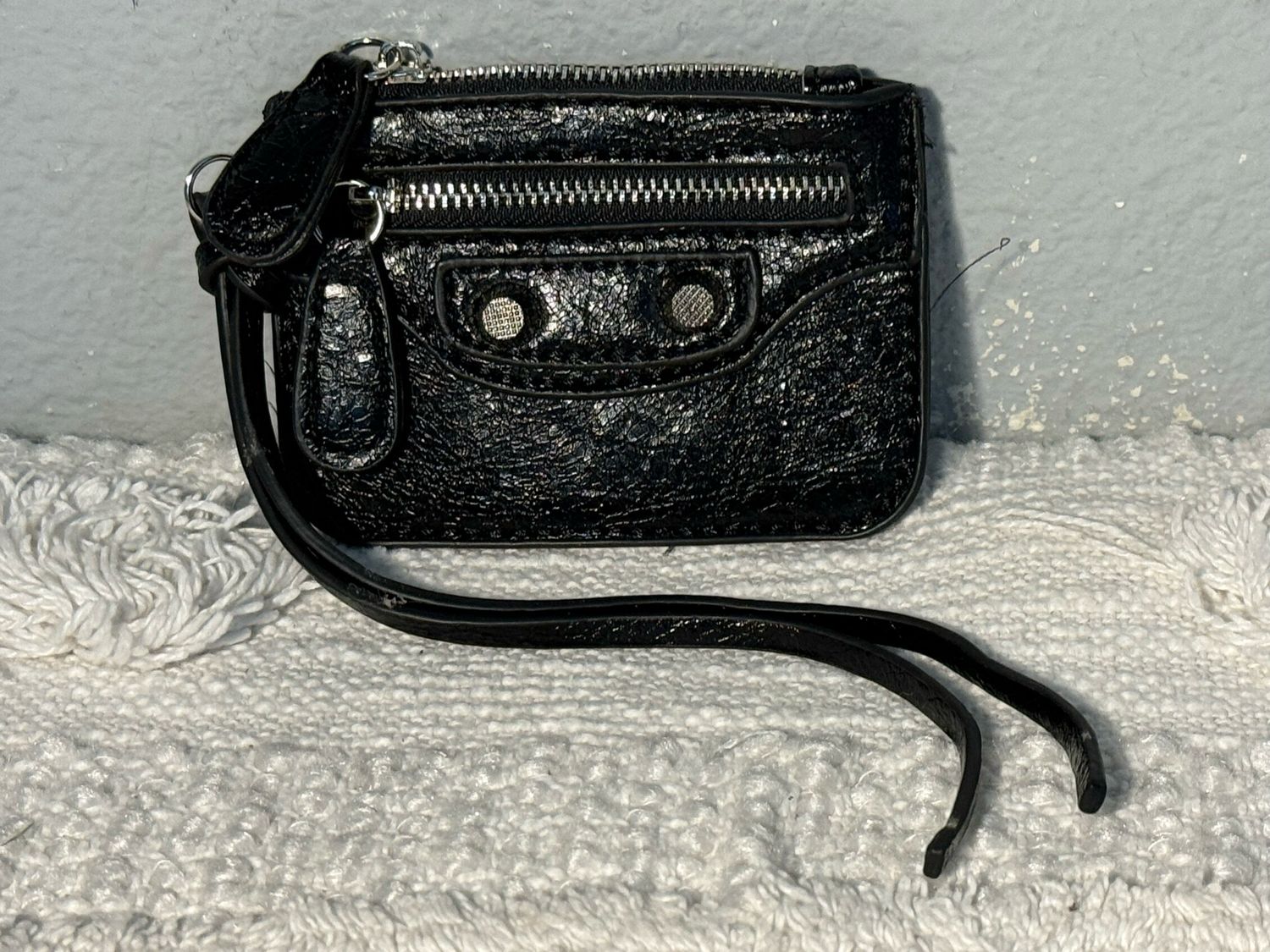 Balenciaga Inspired Black Vegan Leather Coin Card Wallet