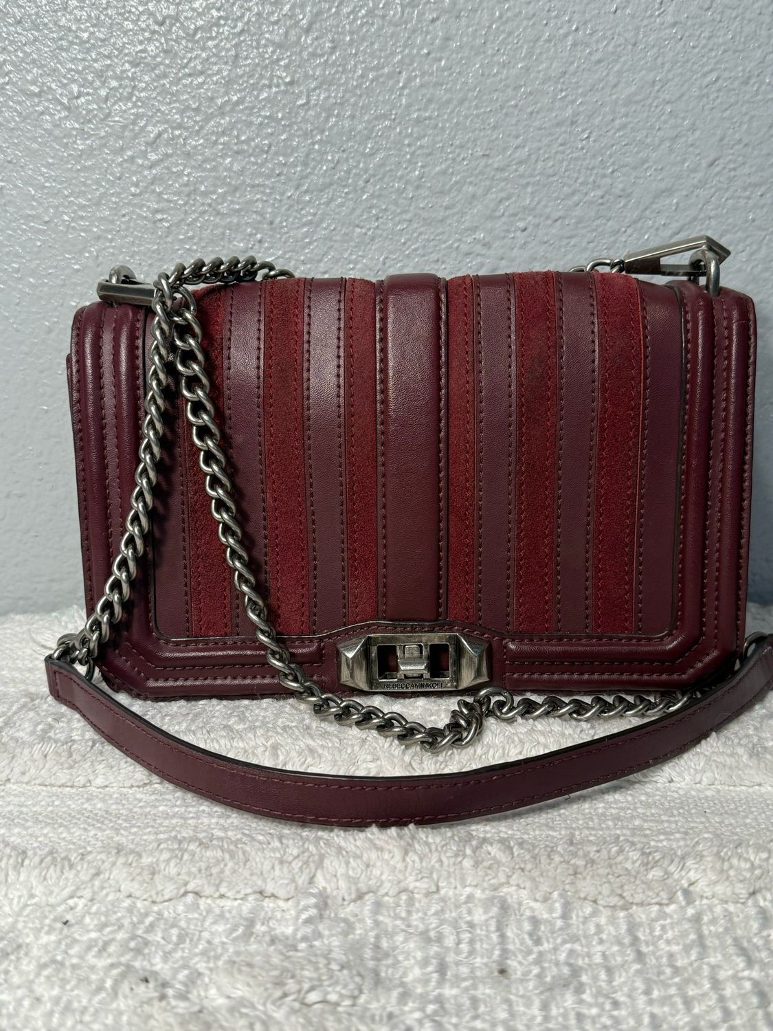 Rebecca Minkoff Burgundy, Smooth, Leather And Suede Crossbody Bag
