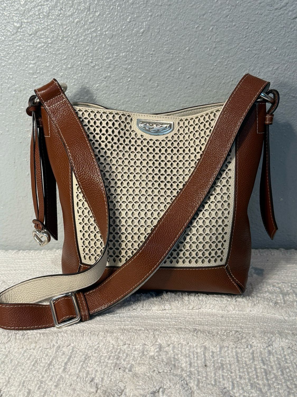 Brighton Brown And Vanilla Leather Crossbody