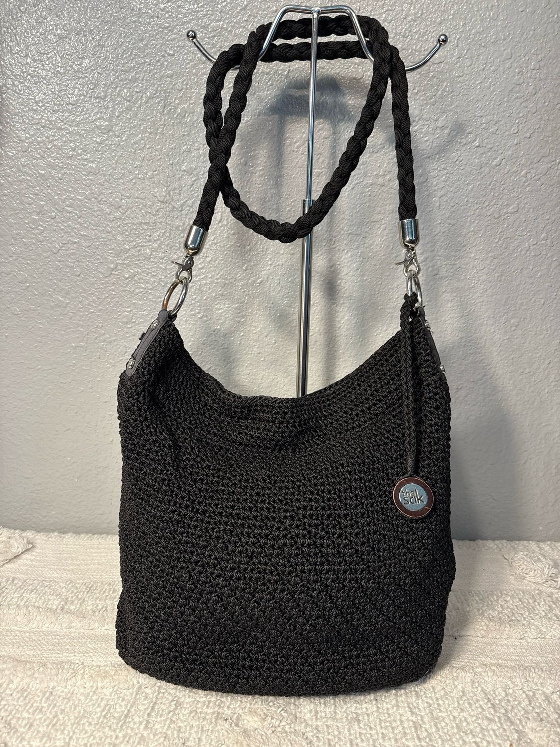 The Sac Black Crocheted Crossbody