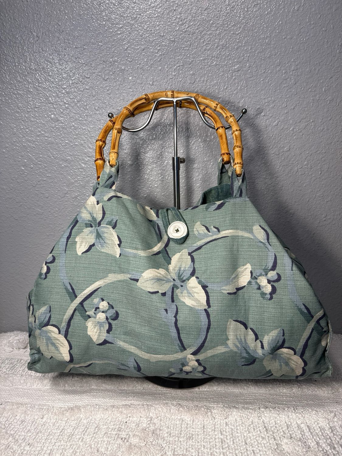 From Junk To Jules, Handmade Floral Bamboo Handbag New Without Tags!