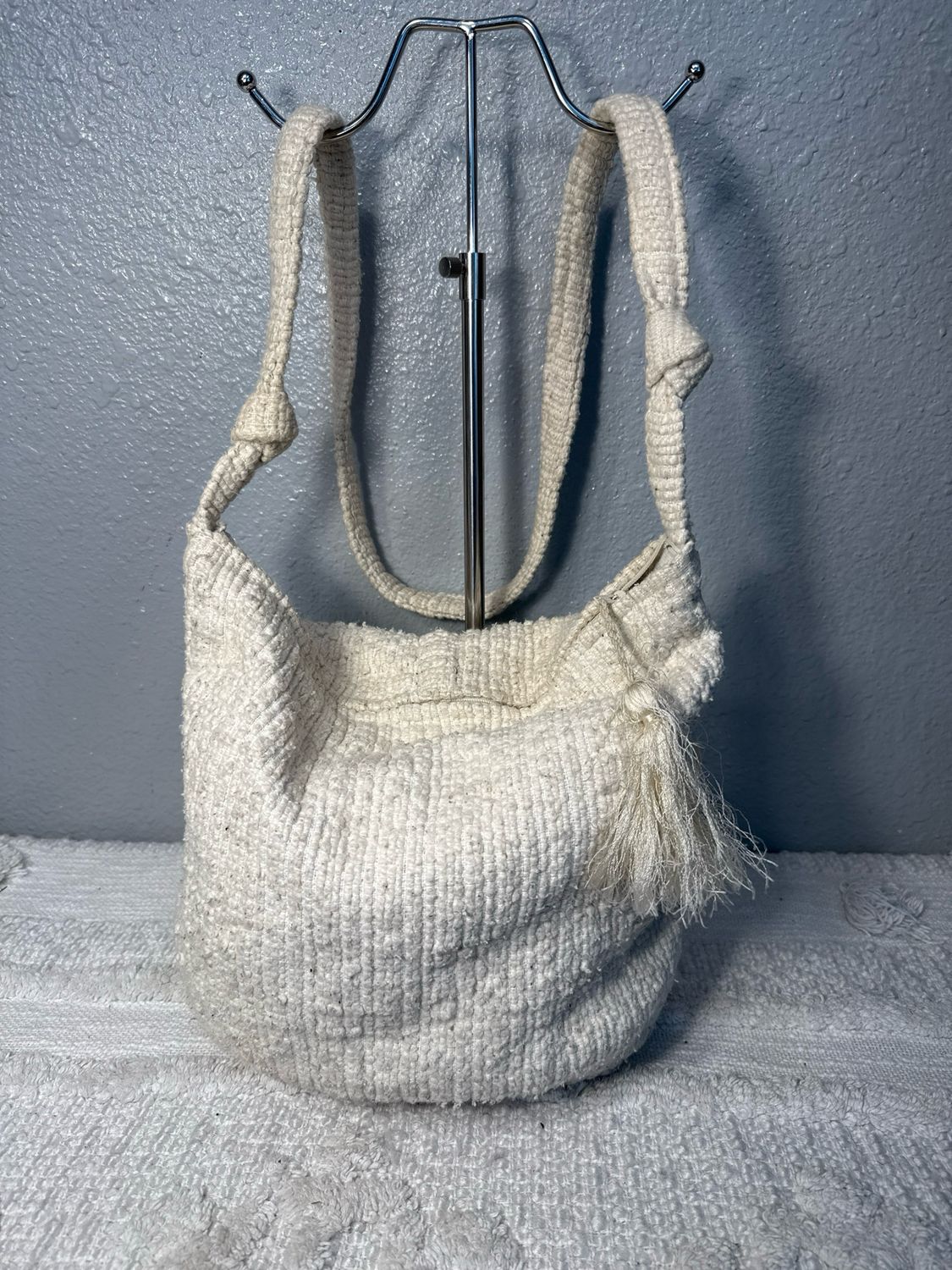 Vintage Ivory Boho Crossbody Carpet Bag